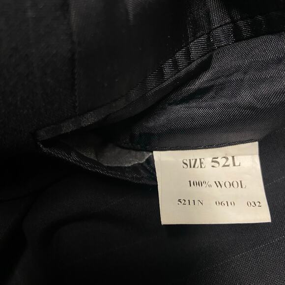 Jos A Bank Blazer Suit Jacket Sport Coat 100% Wool 52L Black Pin Stripe EUC - Picture 7 of 11